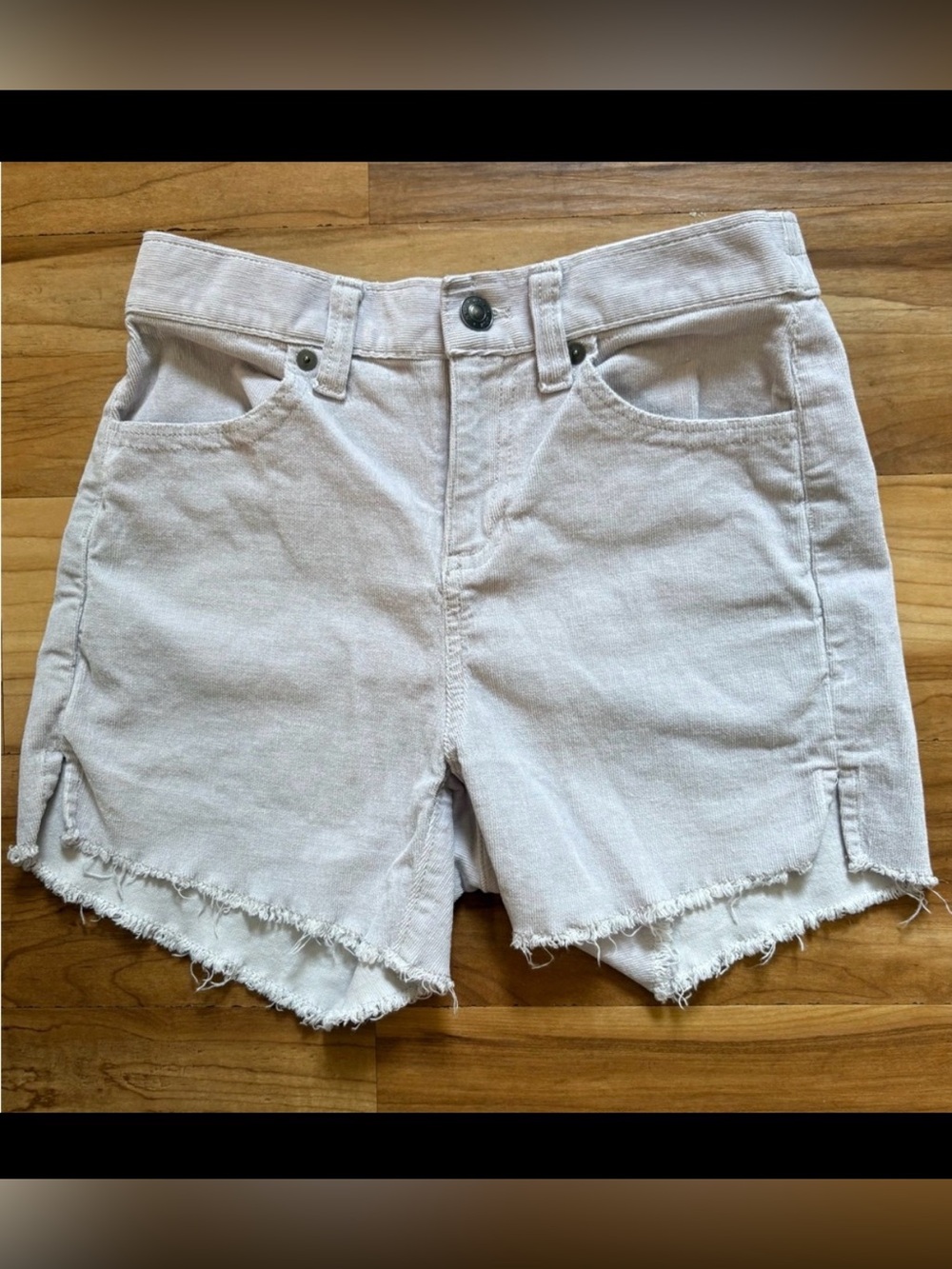 Aerie Corduroy Stretch High Waist Frayed Hem Shorts, Size XXS